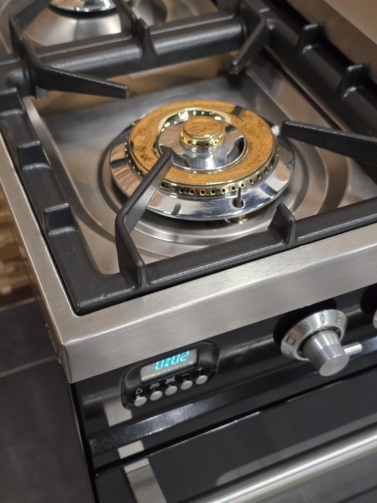 🔥Poêle Boretti de luxe 90 cm noir brillant + 2 fours en ac, Gaz, Classe énergétique A ou plus économe, Enlèvement ou Envoi, 85 à 90 cm