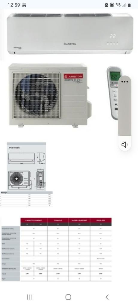 Ariston Airco set 7 kw nieuw in de doos, Elektronische apparatuur, Airco's, Koelen en Ontvochtigen, Afstandsbediening, Ophalen
