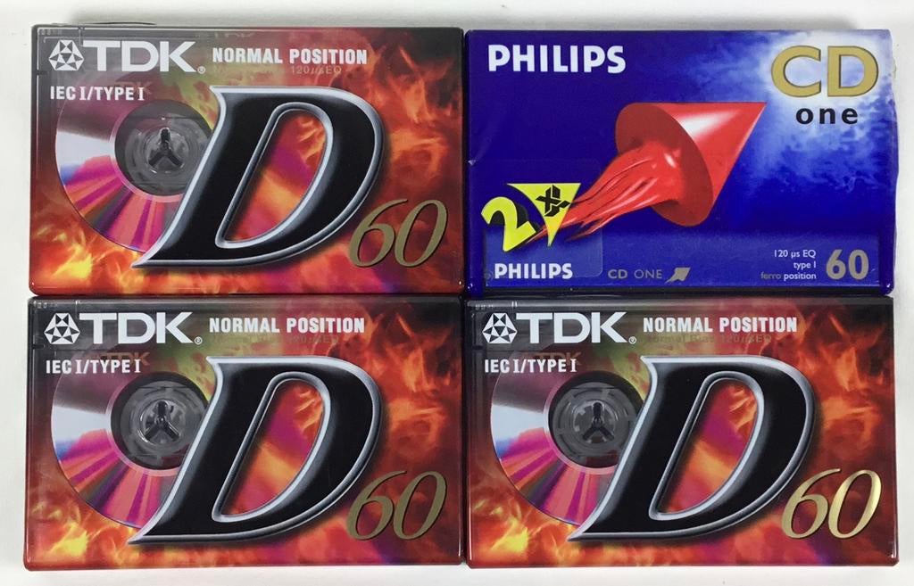 Lot de 4 cassettes de musique vintage TDK Philips NEW, CD & DVD, Cassettes audio, Neuf, dans son emballage, Originale, 2 à 25 cassettes audio
