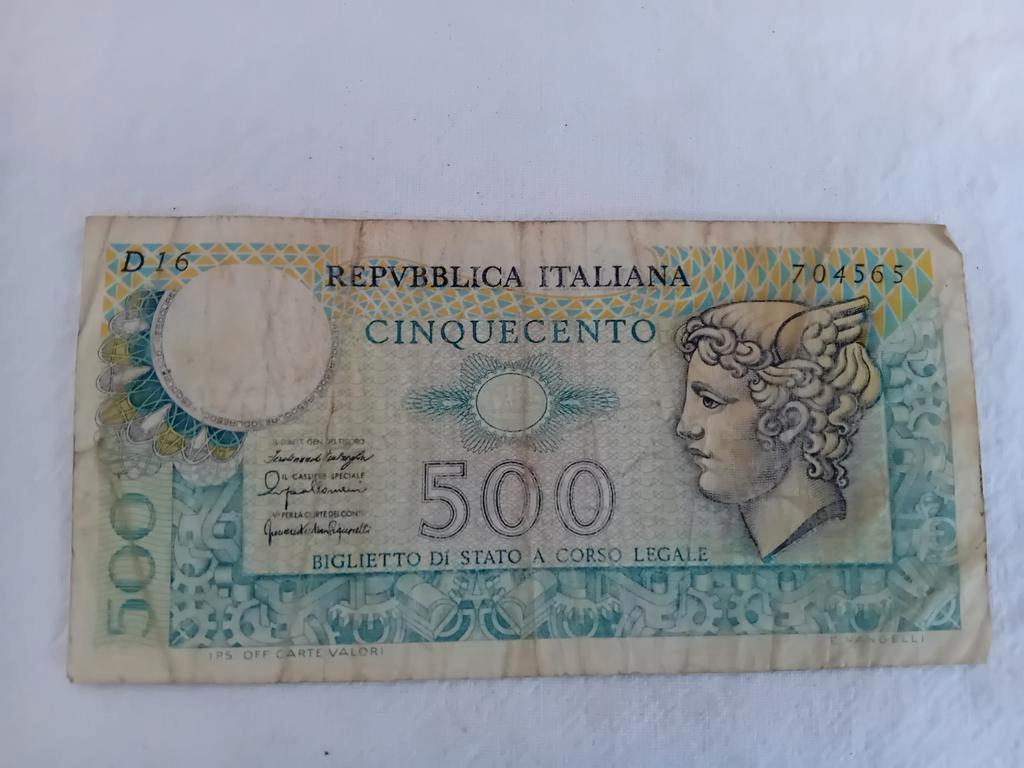 Bankbiljet 500 Lire 1976, Ophalen of Verzenden, Italië, Los biljet