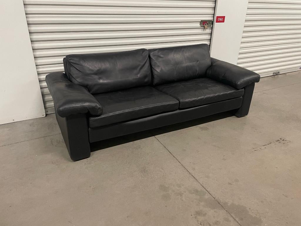 COR Conseta sofa – zwart leder – 240 cm – vintage karakter, Huis en Inrichting, Ophalen, Gebruikt, Driepersoons, Rechte bank