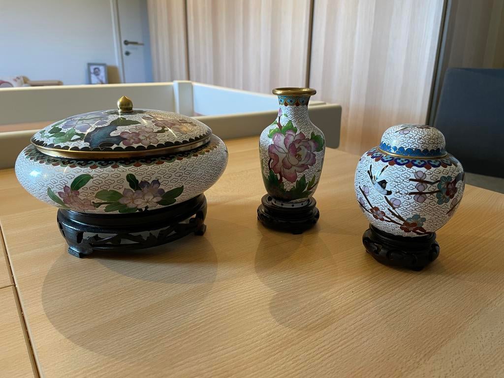 3 cloisonné sierstukken, Antiek en Kunst, Ophalen