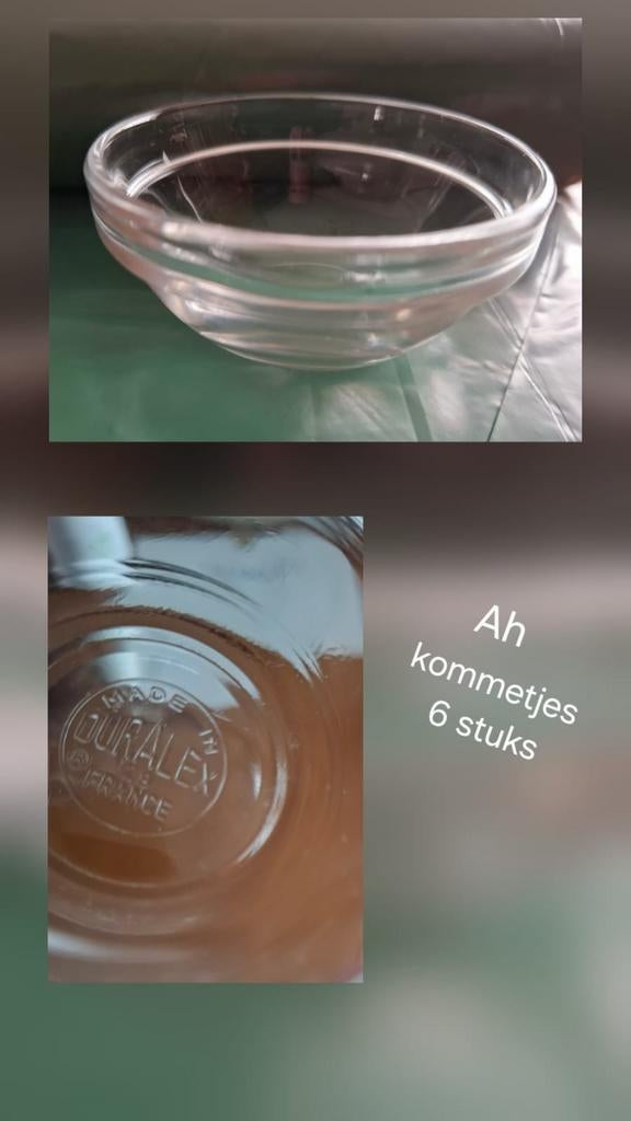 Set van 6 Duralex glazen kommetjes/sauspotjes, Huis en Inrichting, Ophalen of Verzenden, Zo goed als nieuw