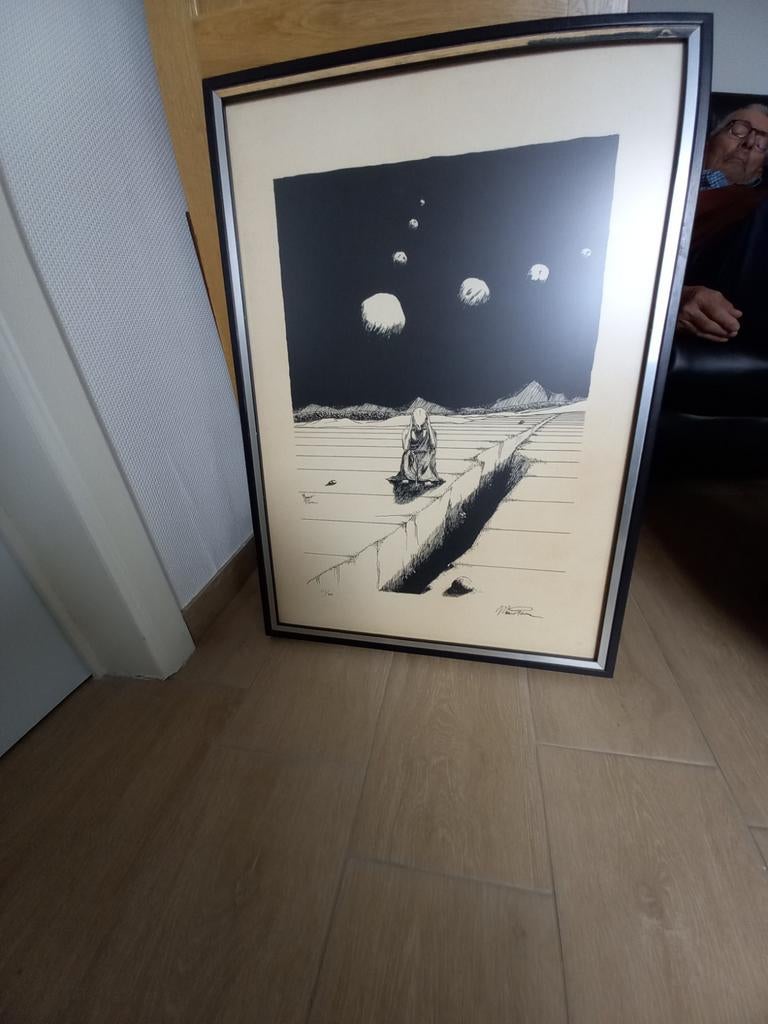 Litho gesign. moeilijk leesbaar 473/500, Antiek en Kunst, Ophalen