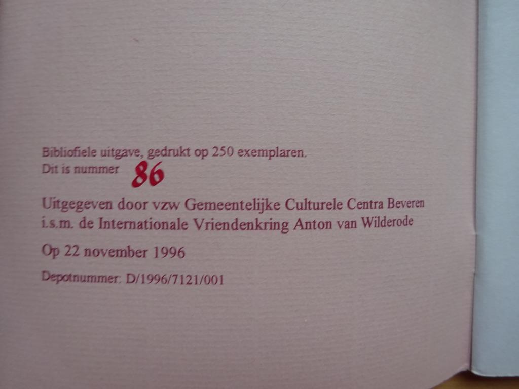 Anton van Wilderode, Cortewalle. Gedicht uit 1975., Ophalen of Verzenden, Zo goed als nieuw