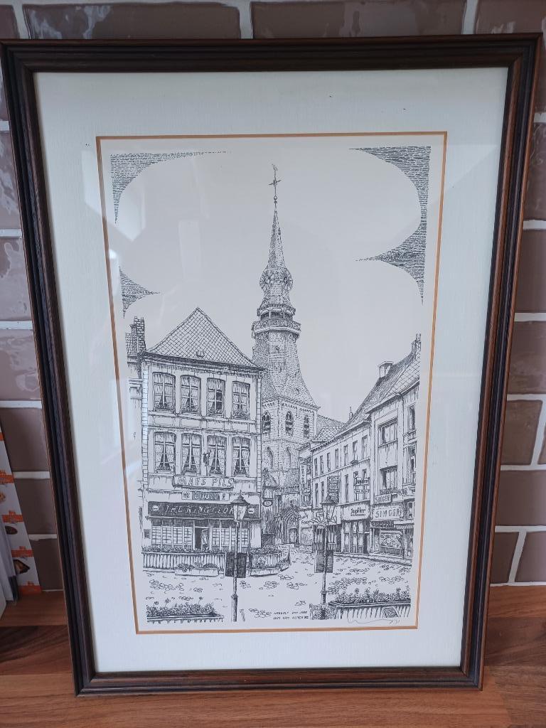 PENTEKENING 750 JAAR HASSELT, Antiek en Kunst, Kunst | Schilderijen | Klassiek, Ophalen