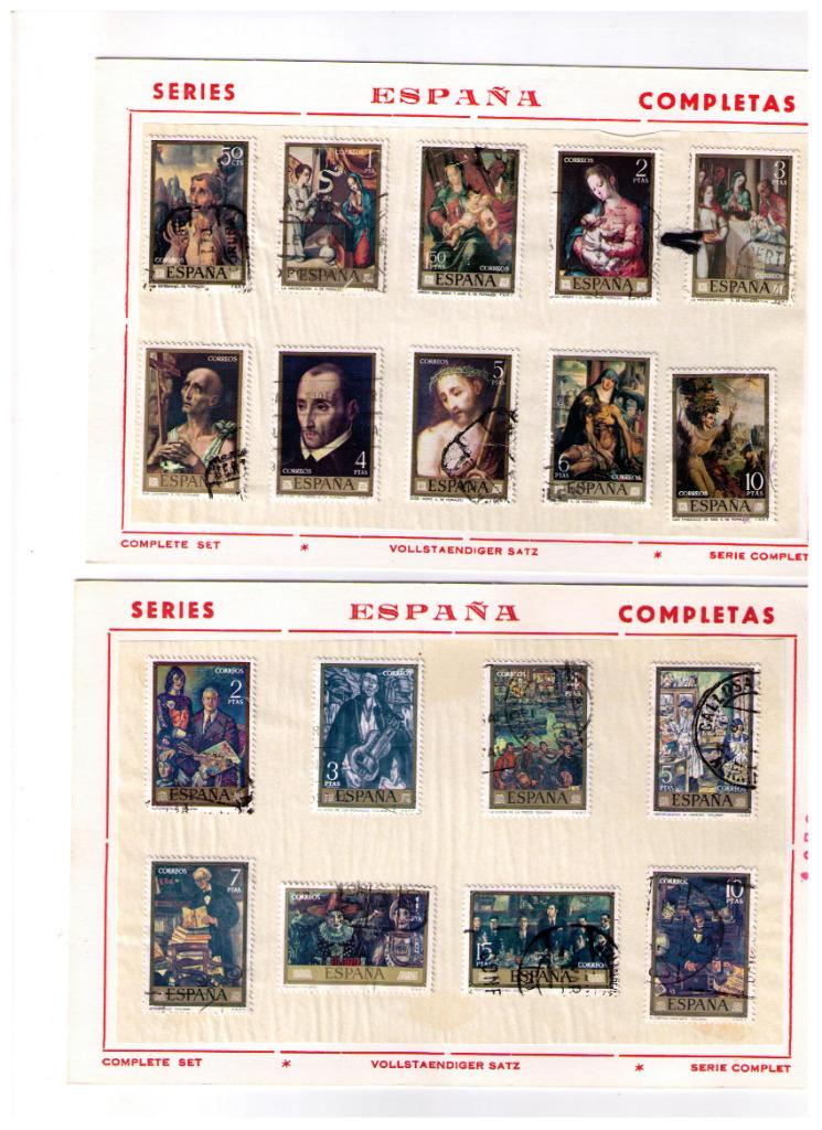 2 séries complètes Timbres ESPAGNE (oblitérés) 1970 - 1972, Envoi, Affranchi
