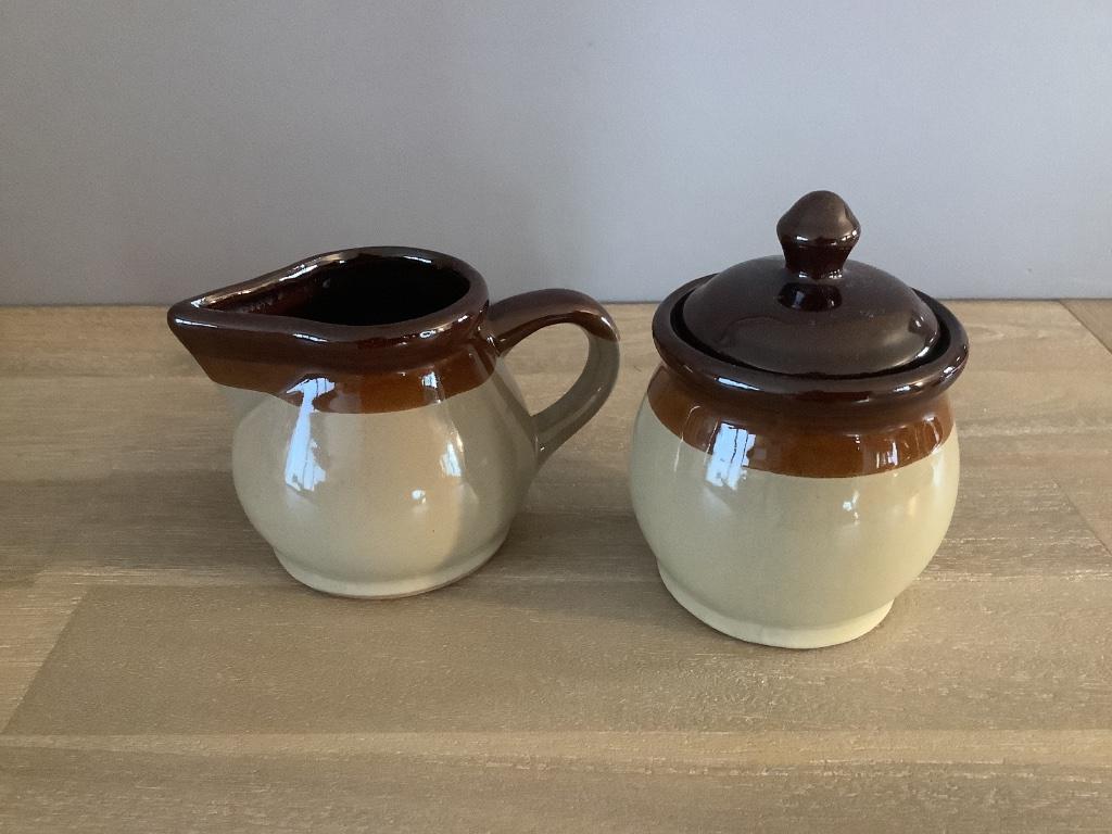 Pot à lait et sucrier brun vintage, Enlèvement ou Envoi
