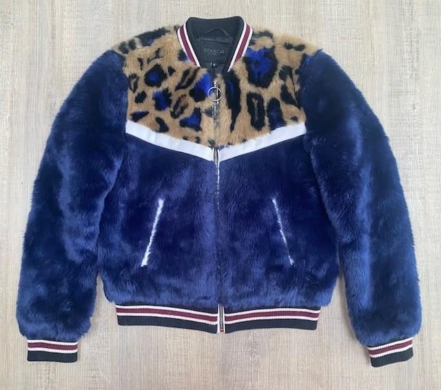COOLCAT Faux-fur leopard bomberjas maat M (zgan)!, Maat 38/40 (M), Blauw, Ophalen of Verzenden, Zo goed als nieuw