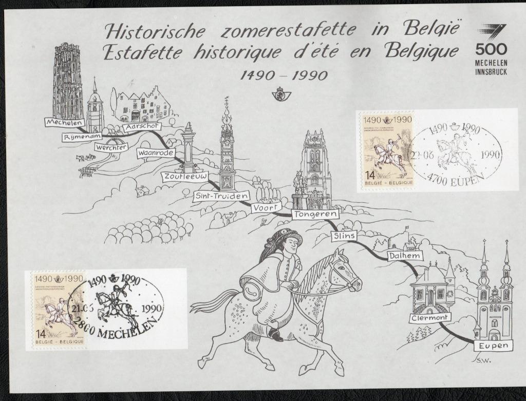 Année 1990 : Feuillet-souvenir 2350HKs2 : Mechelen - Eupen, Ophalen of Verzenden