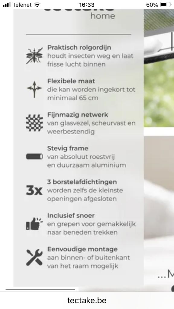 MuggenWerende rolgordijnen van Tectake, Kunststof, Overige typen, Minder dan 200 cm, Nieuw