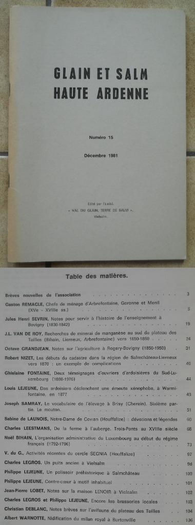 Glain Et Salm (15 - Décembre 1981) - Vielsalm Bovigny, Livres, Enlèvement ou Envoi, Utilisé