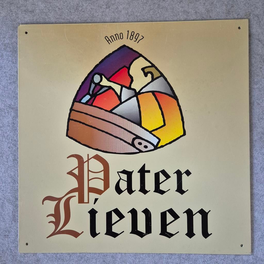 Pater Lieven reclamebord in metaal, Verzamelen, Ophalen of Verzenden