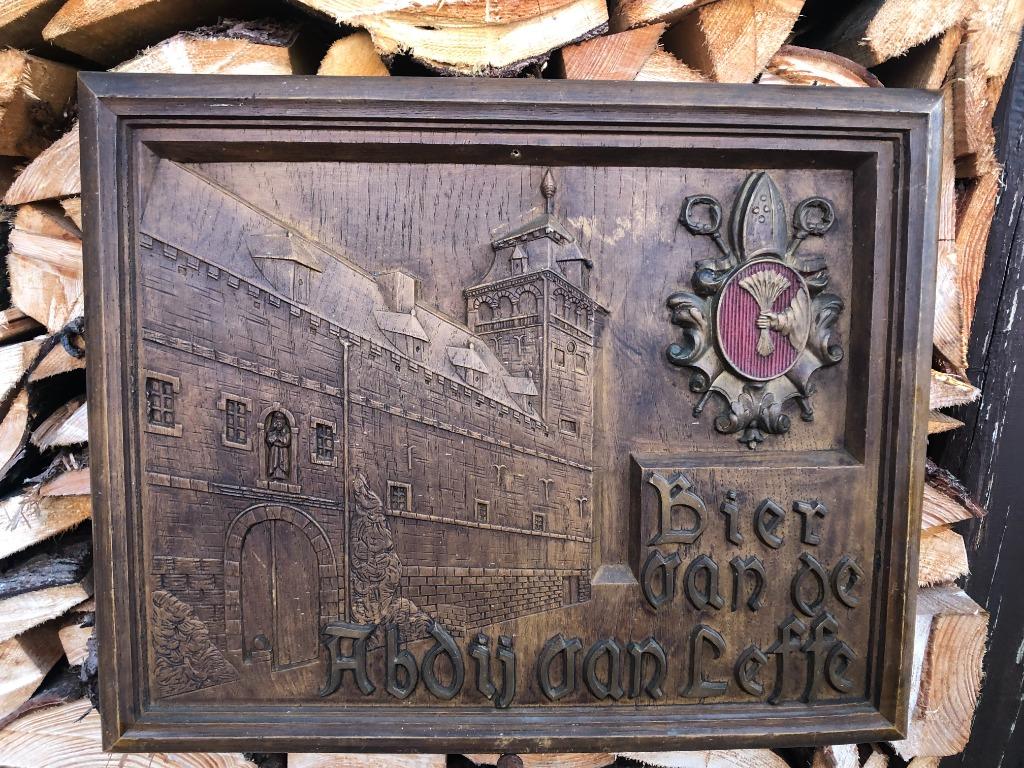 LEFFE  bier van de abdij van Leffe reclame 37 x 46 MN, Ophalen of Verzenden, Gebruikt, Reclamebord, Plaat of Schild, Leffe