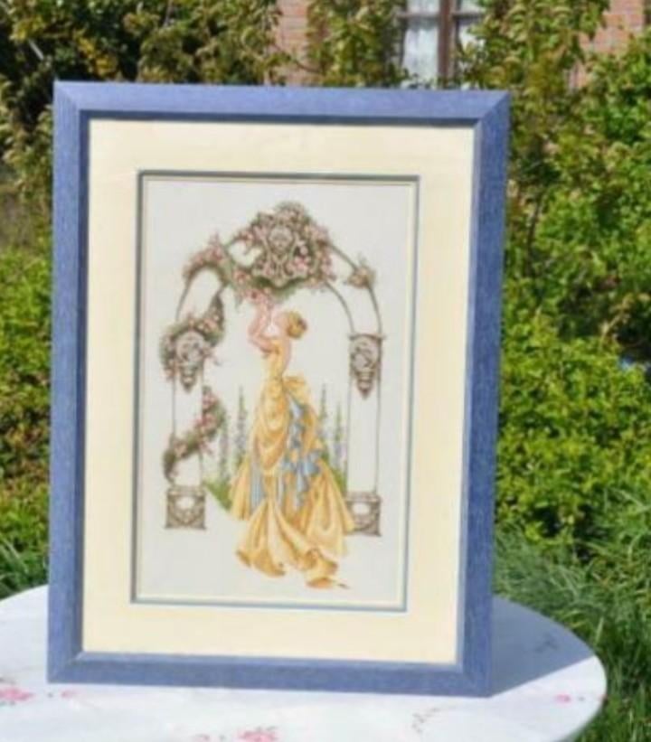 Broderie art nouveau au point de croix dans cadre, Enlèvement ou Envoi, Comme neuf