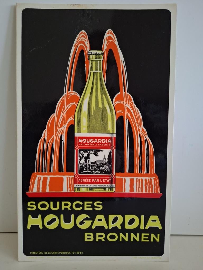 Oud prachtig reclamebord Hougardia bronnen, Verzamelen, Merken en Reclamevoorwerpen, Ophalen of Verzenden, Zo goed als nieuw, Reclamebord