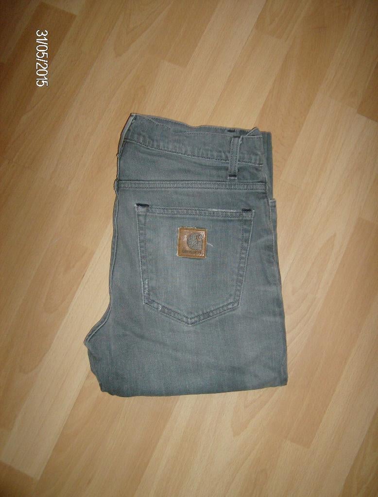 Jeansbroek grijs merk carhartt - maat =taille 40cm, Gris, Enlèvement ou Envoi, Carhartt, W32 (confection 46) ou plus petit