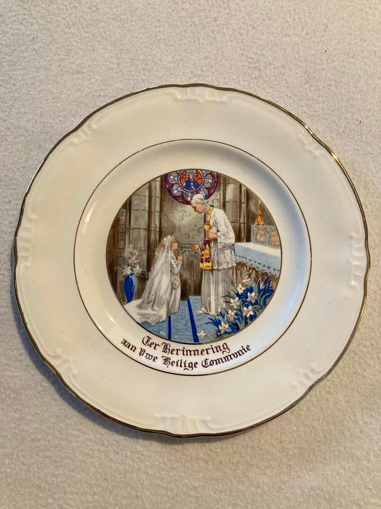 Herdenking bordje Heilige Communie, Antiek en Kunst, Ophalen