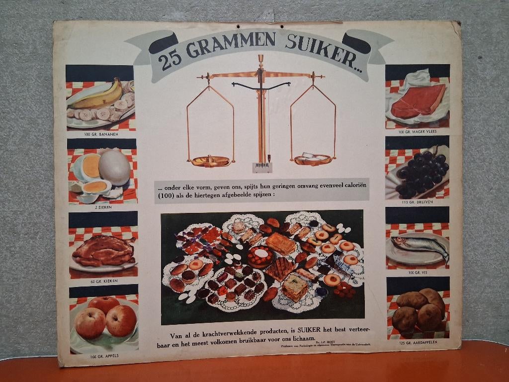 midcentury reclamepaneel suiker - jaren '50, Ophalen of Verzenden, Nvt, Nvt, Nvt
