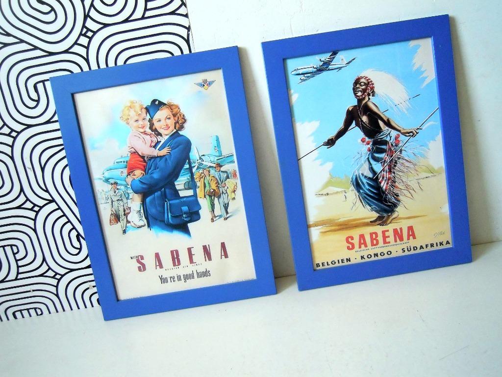 Publicité Retro Sabena dans un cadre, Envoi, Maison et Meubles