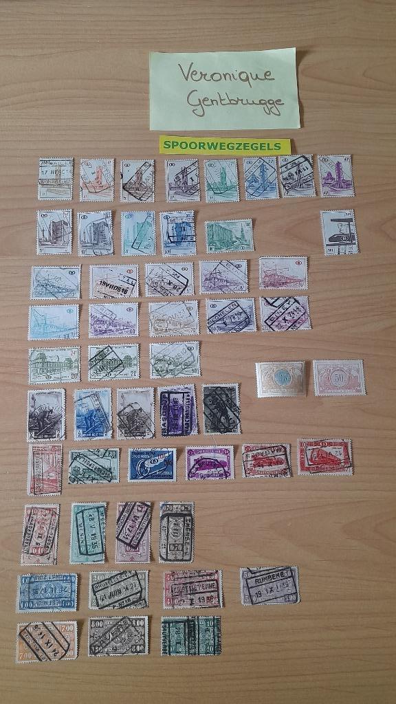 50 timbres de chemin de fer belges (1934-1982), Oblitéré, Enlèvement ou Envoi, Trains, Autre