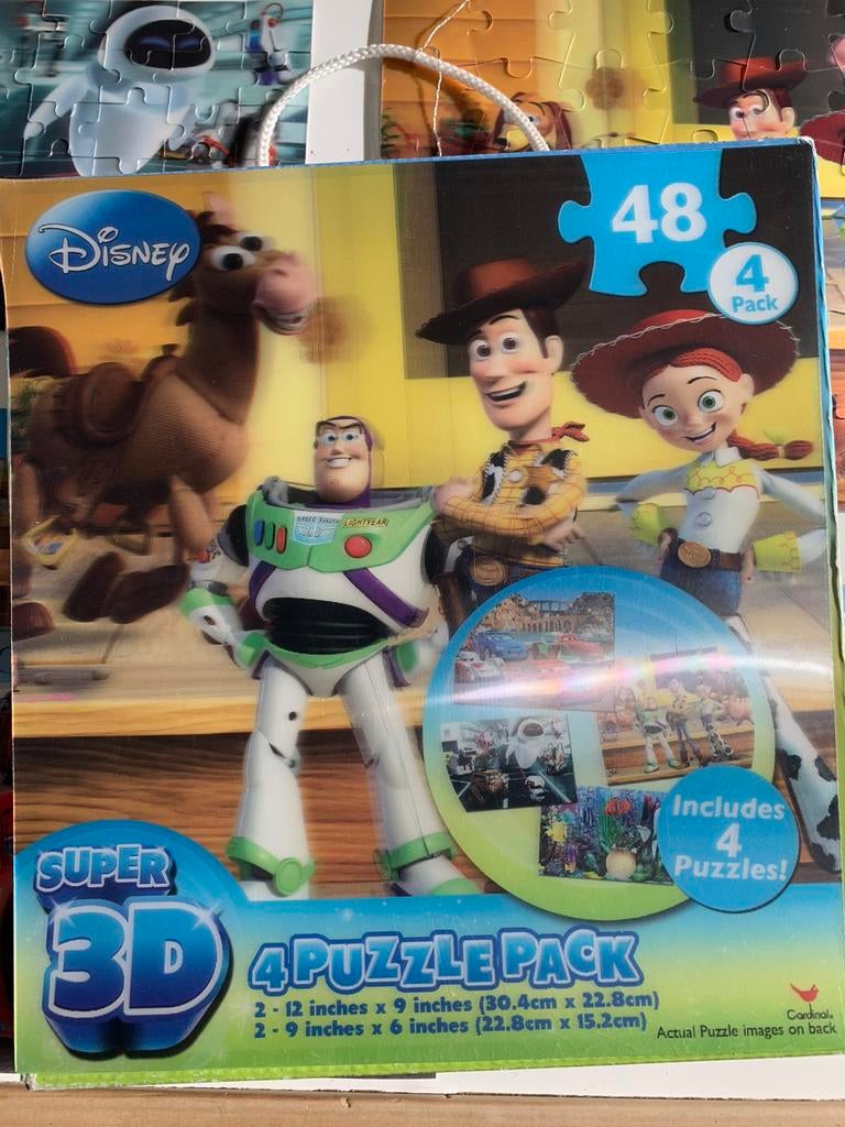 Disney puzzles 3D effect - 4 x 48 stuks, Ophalen of Verzenden, Zo goed als nieuw