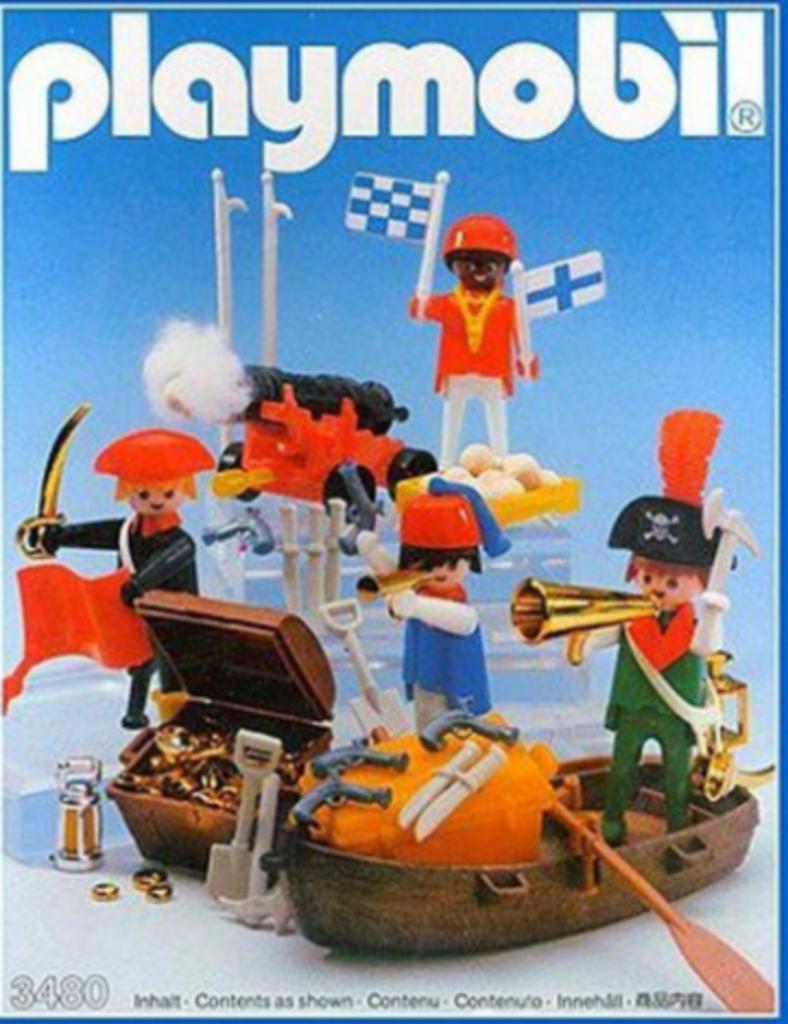 Playmobil 3480; Piraten met roeiboot, canon en schat  (1980-, Ophalen of Verzenden, Gebruikt