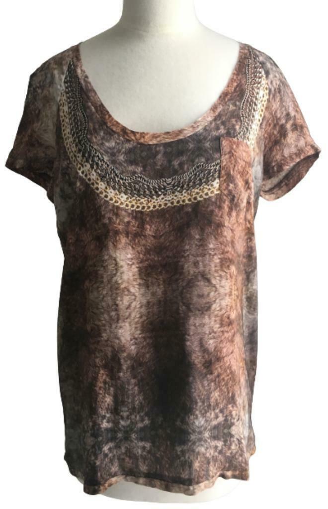 Patrizia Pepe zijde blouse  - 42, Kleding | Dames, Blouses en Tunieken, Zo goed als nieuw, Maat 42/44 (L), Bruin, Verzenden