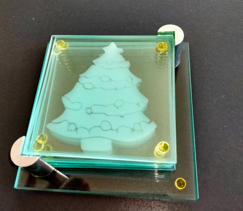 Support + 6 Sous -verres  " SAPIN "   9 X 9 cm, Enlèvement ou Envoi, Comme neuf