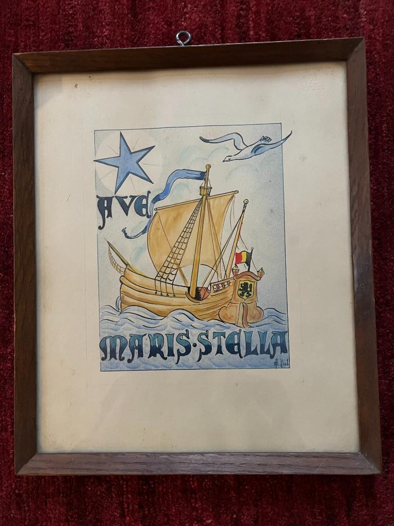 Aquarel "Ave Maris Stella"., Ophalen of Verzenden