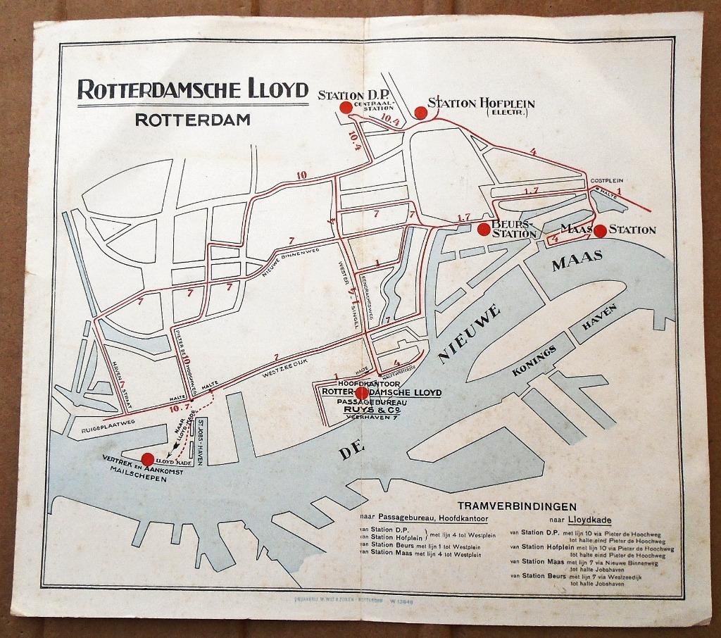 Rotterdamsche Lloyd - stadsplannen R'dam & Marseille - 196.?, Verzamelen, Ophalen of Verzenden, Gebruikt, Kaart, Foto of Prent