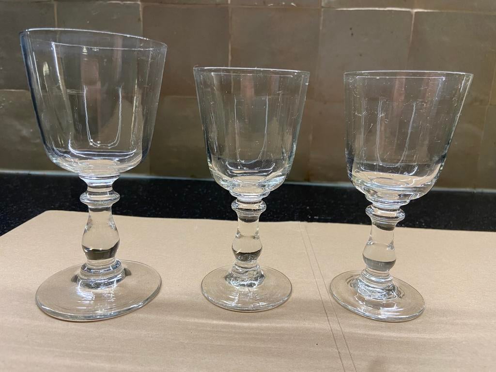 Drie antieke glazen (porto, likeur), Antiek en Kunst, Ophalen of Verzenden