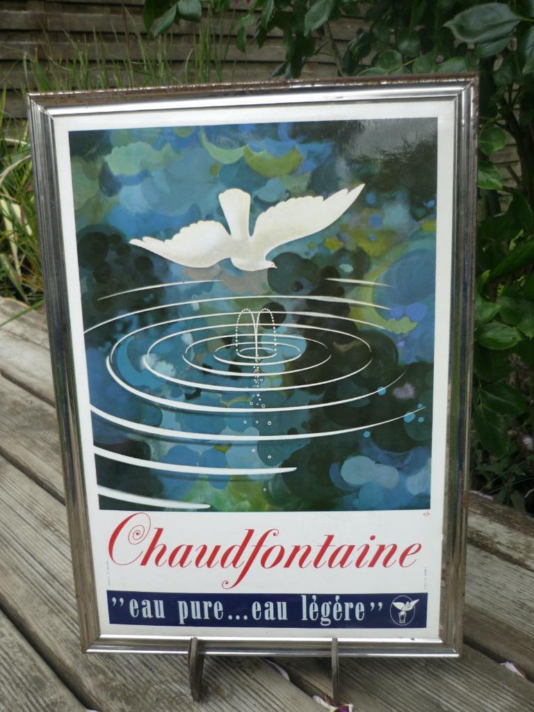 carton publicitaire encadré - Eau Chaudfontaine - 1953, Collections, Envoi