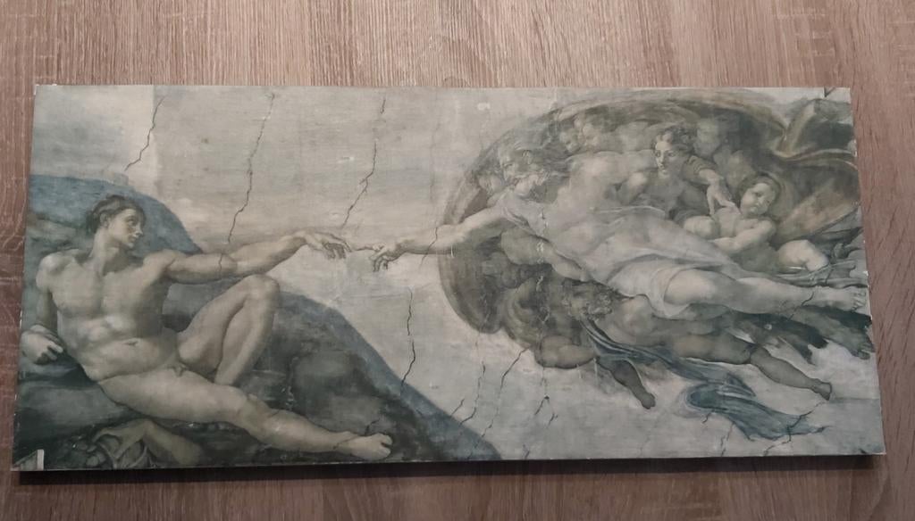 Michel Angelo  De schepping van Adam, Antiek en Kunst, Ophalen of Verzenden