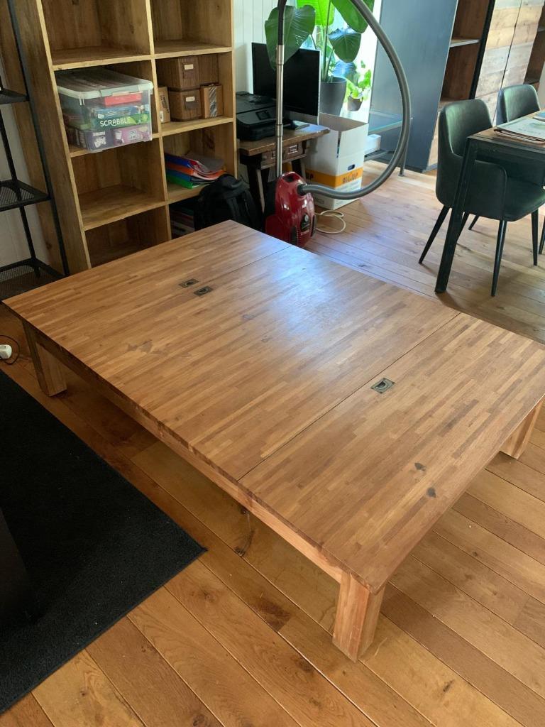 salontafel in teak hout, Ophalen, Gebruikt, 100 tot 150 cm, Teakhout