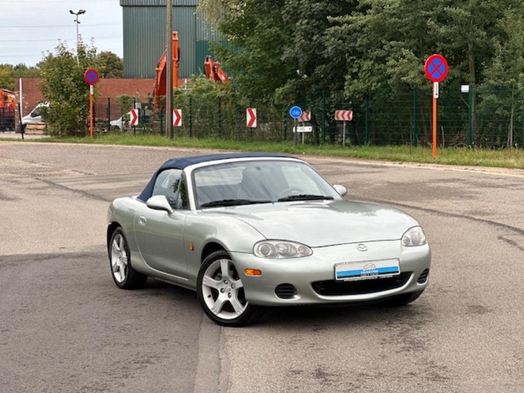 Mazda MX-5 1.6i 16v NBFL Silver Blues | Leder | Windscherm, Autos, Cuir, Achat, Boîte manuelle, Bleu