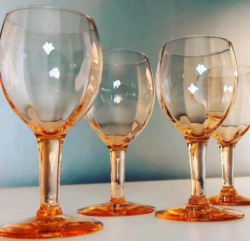 Rosaline likeurglaasjes, jeneverglaasjes, 4 stuks, Antiek en Kunst, Ophalen of Verzenden