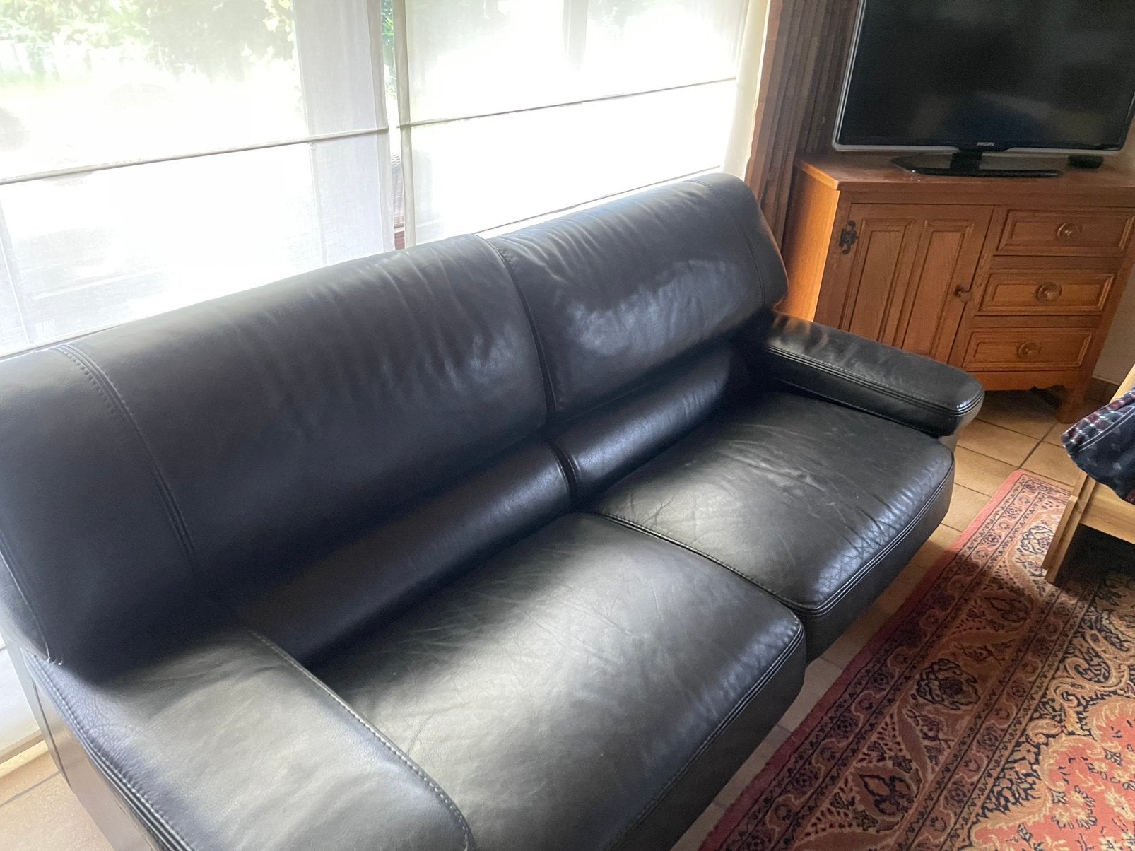 Leder salon 3/2/1 zit, Huis en Inrichting, Ophalen, Zo goed als nieuw