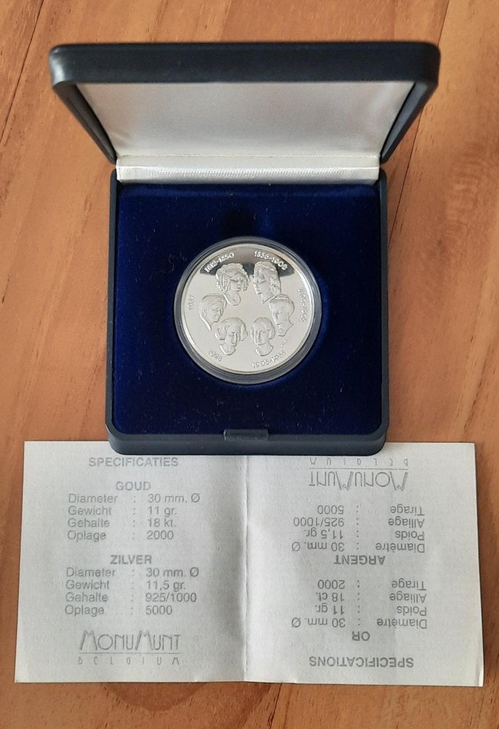 Médaille "Les Reines des Belges" - Argent 925‰, Timbres & Monnaies, Enlèvement ou Envoi, Argent