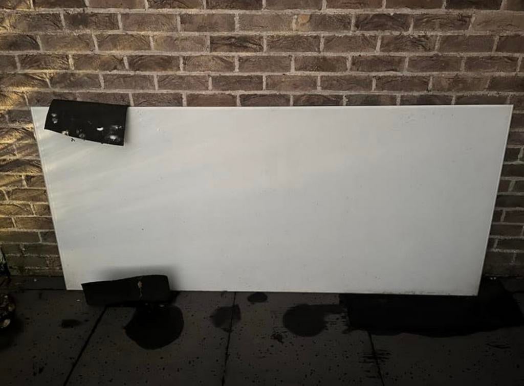 Tuintafel blad in glas, Tuin en Terras, Ophalen, Zo goed als nieuw