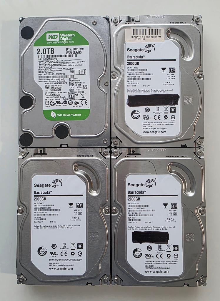4x HDD 2 TB Seagate / WD, Interne, Enlèvement, Utilisé, Seagate