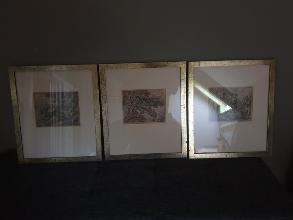 Set van 3 burijngravures uit Aesopus Fabels, Ophalen, Gravure