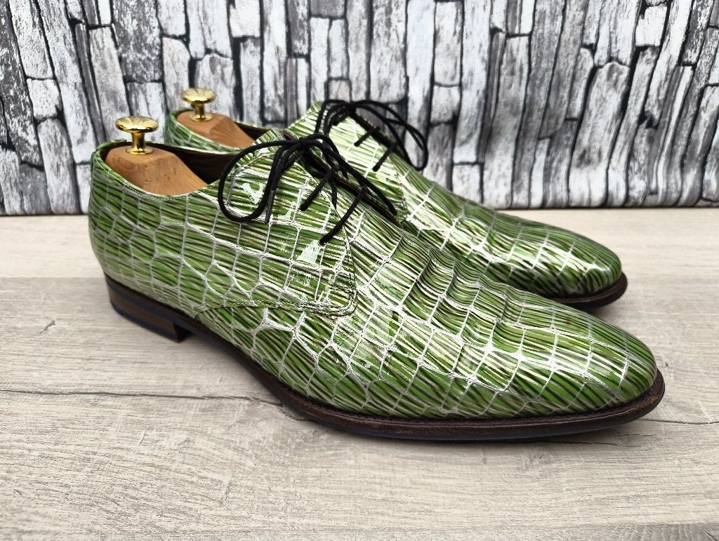 Floris van Bommel groen grijze lakschoenen - Maat 44, Kleding | Heren, Overige kleuren, Verzenden, Floris van Bommel, Zo goed als nieuw