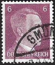 1 Postzegel Duitse Rijk 1941 Adolf Hitler, Postzegels en Munten, Ophalen of Verzenden, Overige periodes, Gestempeld