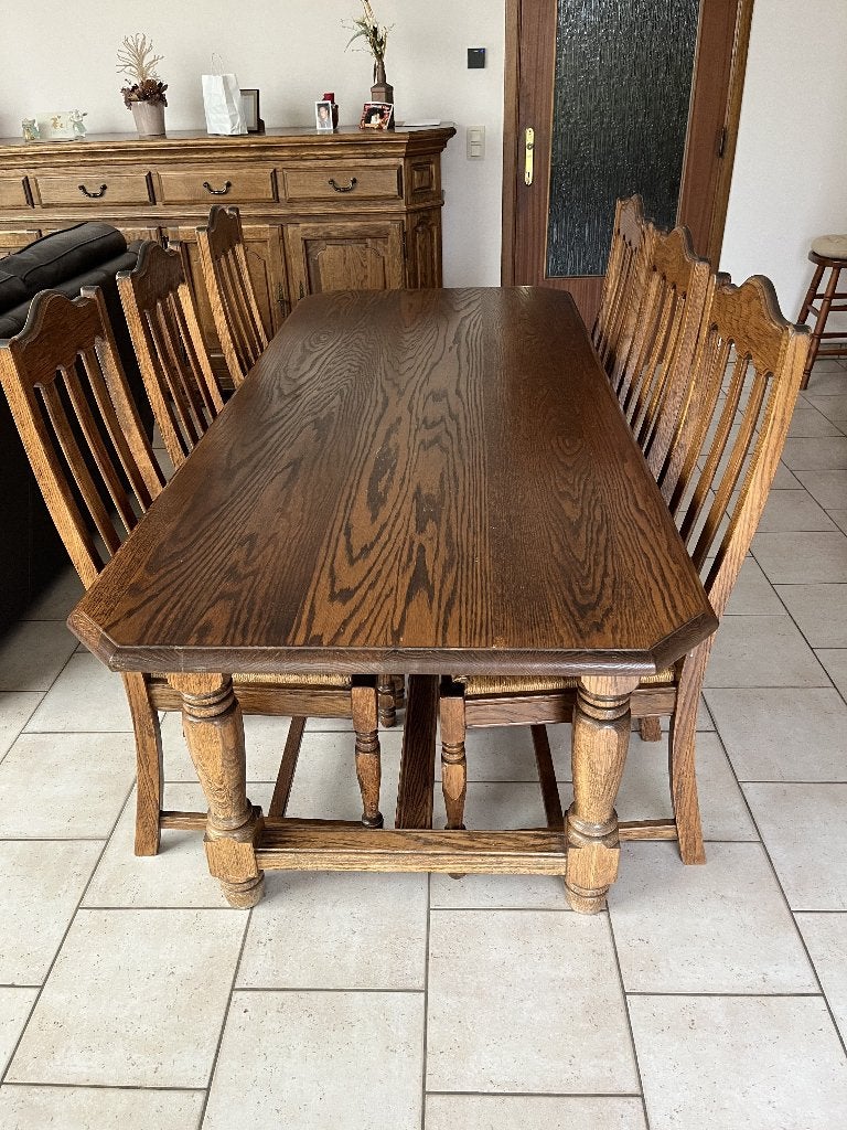 Table chêne avec chaise, Maison & Meubles, Enlèvement, Utilisé, 6 à 8 chaises