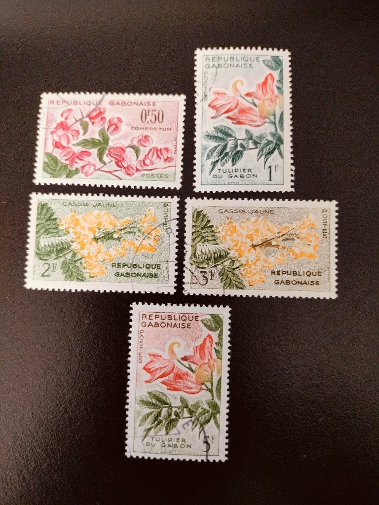 Gabon 1961 - bloemen, Verzenden, Overige landen, Gestempeld