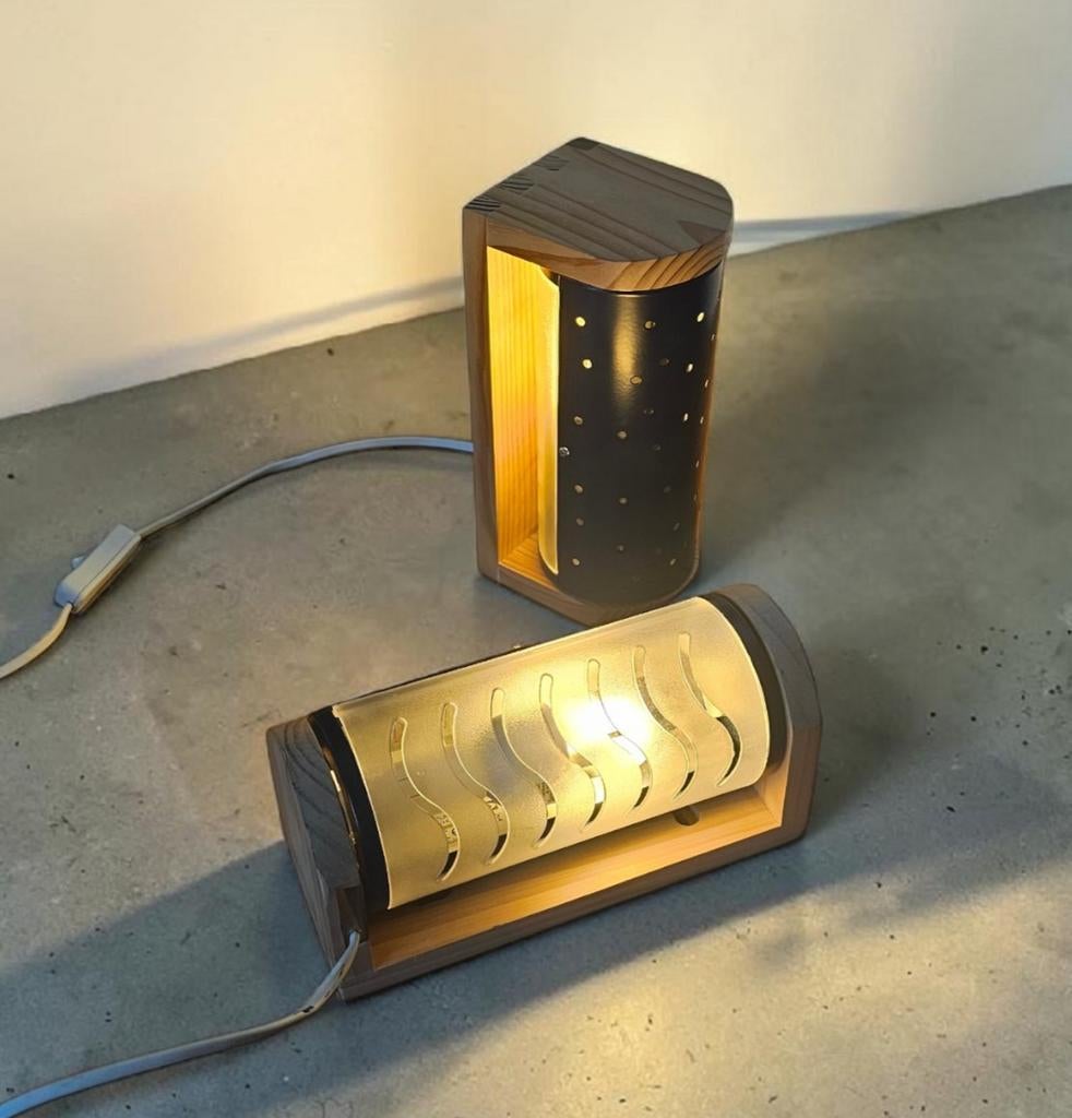 Tassa lamp en wandlamp paar (v0301) Ikea vintage, Hout