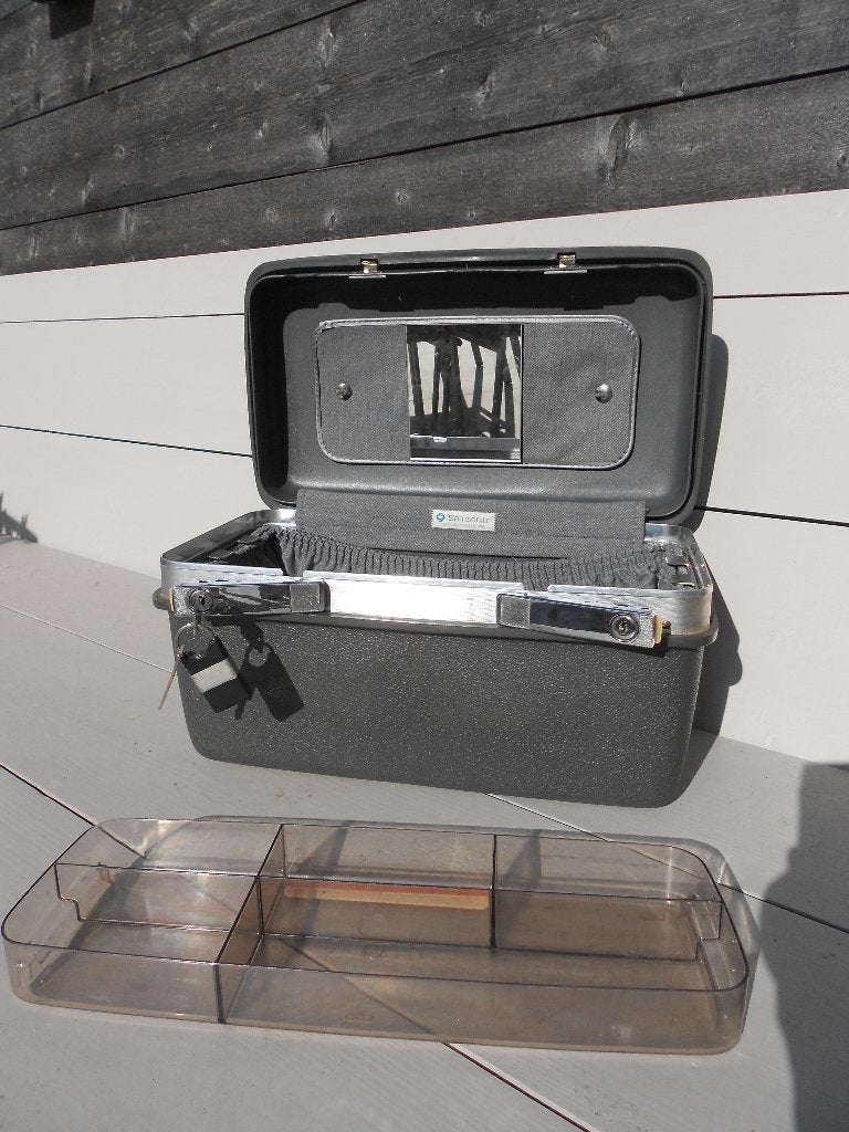 Vintage Beautycase Samsonite  Grijs, Gris, Avec miroir(s), Enlèvement, Utilisé