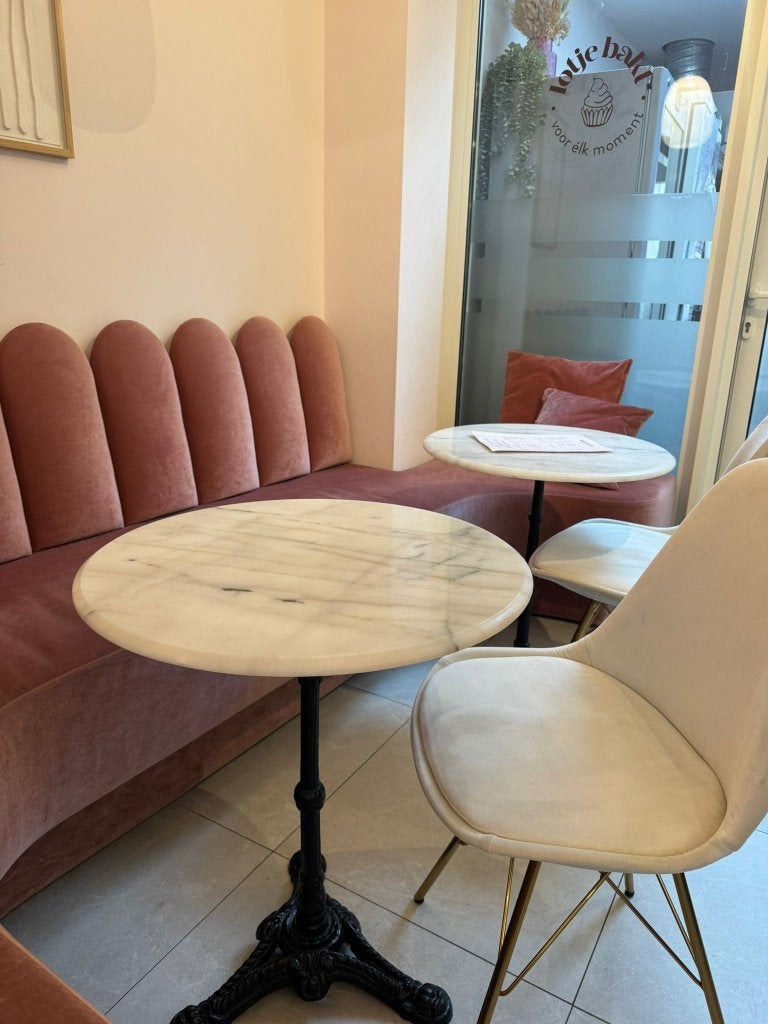 Marmeren Parijse bistrottafel, Huis en Inrichting, Tafels | Eettafels, Ophalen, Overige materialen, 50 tot 100 cm, Parijse Bistrot