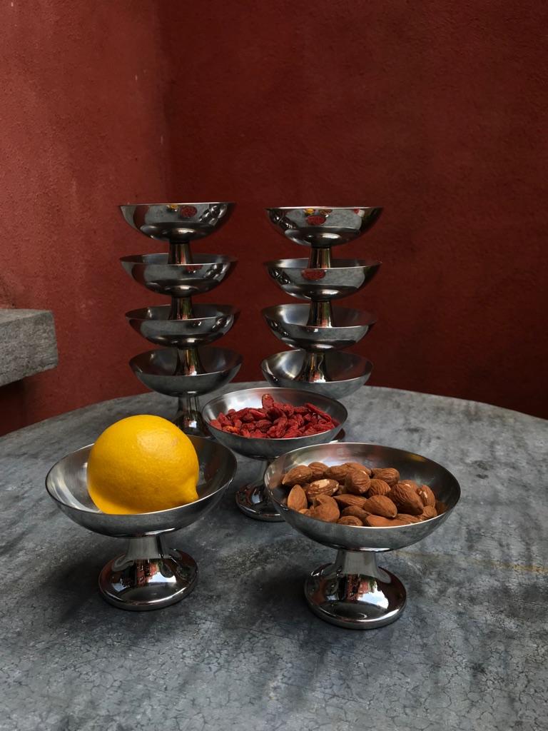 11 Coupes inox Alessi ( Italian ice cup dessert bowl ), Overige materialen, Gebruikt, Ophalen of Verzenden, Kom(men)